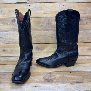 Lucchese Classics L6599 Black Black Goat Leather Western Cowboy Boots Men 8.5 D